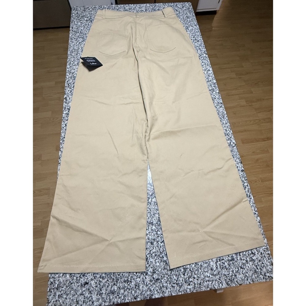Lulus Wide Leg Khaki Dress Pants SIze Medium Pleated  Lightweight Regular Fit - Picture 8 of 10